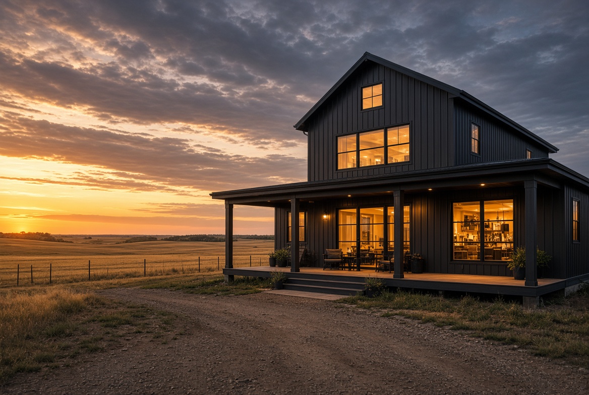 Barndominium cost per square foot Nebraska — finished exterior example, 2026
