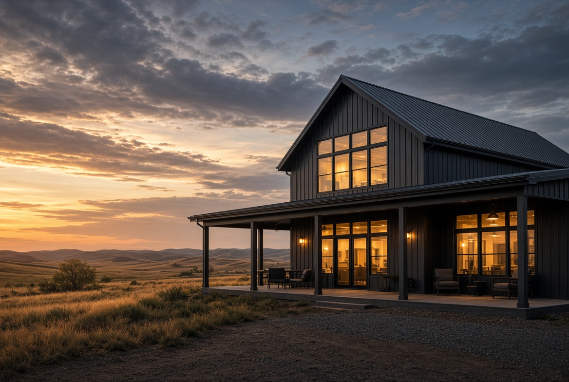 Barndominium cost per square foot Oklahoma — finished exterior example, 2026