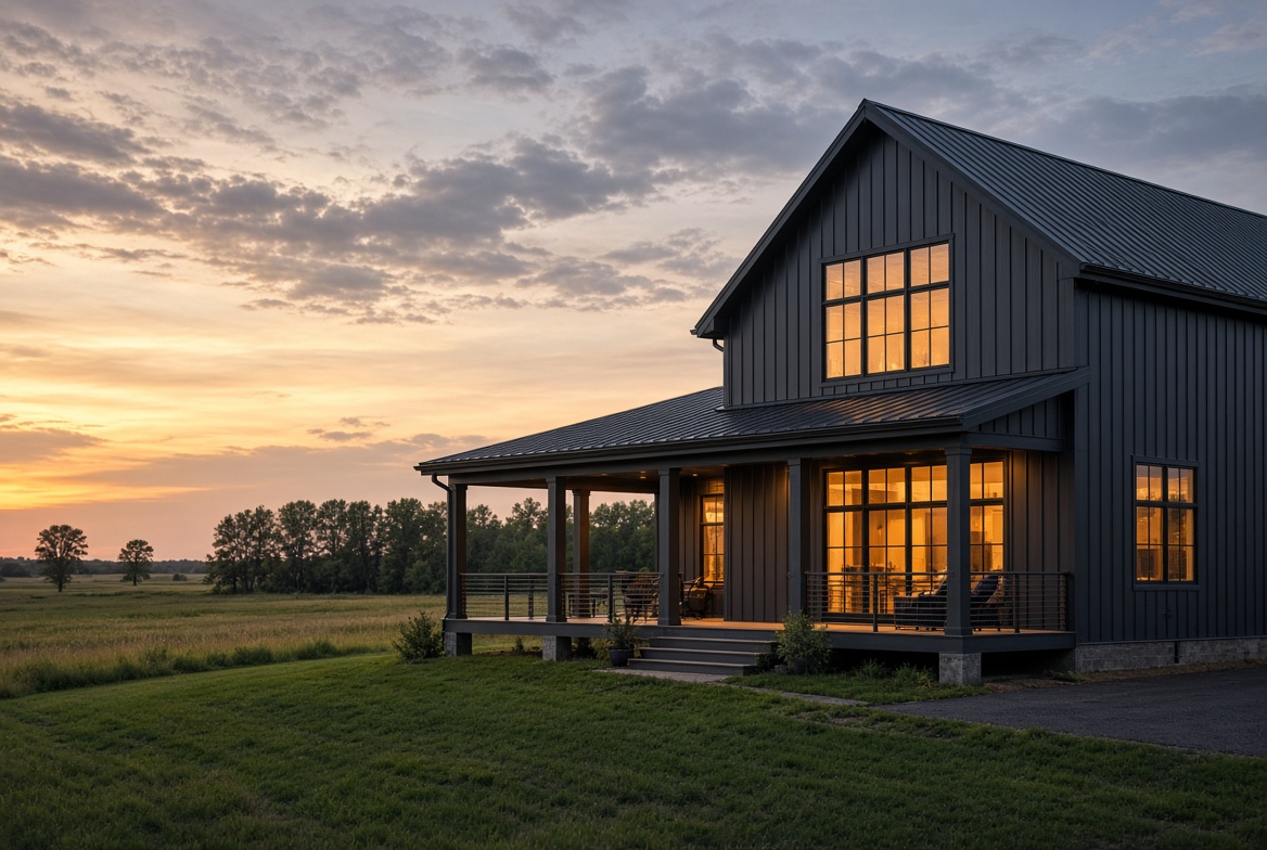 Barndominium cost per square foot Wisconsin — finished exterior example, 2026